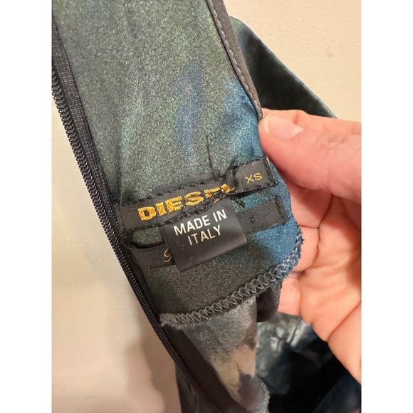 Diesel‎ Black Gold Label Silk Racerback Mini Dress Sz XS Oil Slick Tie Dye - Picture 7 of 9